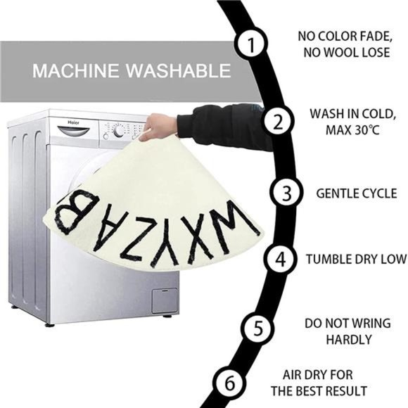 4ft Round Kids ABC Rug Alphabet Nursery Rug for Bedroom Non Slip, Milk White - Picture 7 of 7